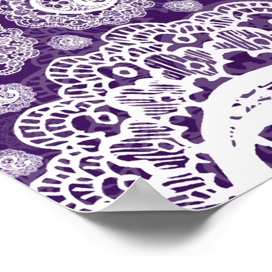 Elegant Wedding Seating Chart Paisley Lace Paars Poster (Hoek)