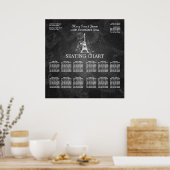 Elegant Wedding Seating Chart Paris Black Poster (Keuken)