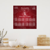 Elegant Wedding Seating Chart Paris Red Poster (Keuken)