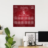 Elegant Wedding Seating Chart Paris Red Poster (Thuiskantoor)