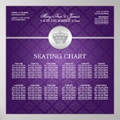 Elegant Wedding Seating Chart Royal Crown Paars Poster (Voorkant)