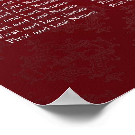 Elegant Wedding Seating Chart Royal Crown Red Poster (Hoek)