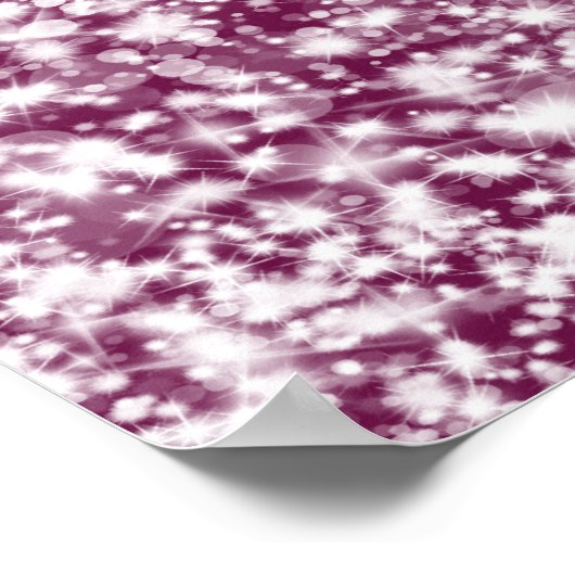 Elegant Wedding Seating Chart Star Sparkle Berry Poster (Hoek)