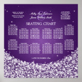 Elegant Wedding Seating Chart Star Sparkle Paars Poster (Voorkant)