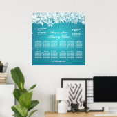 Elegant Wedding Seating Chart Winter Turquoise Poster (Thuiskantoor)