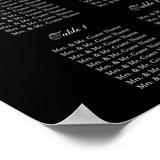 Elegant Wedding Seating Plan Chart Black Silver Poster (Hoek)