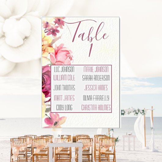 Elegant Wedding Seating Plan | Roze blush Floral Kaart