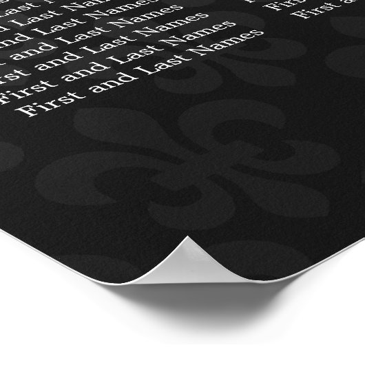 Elegant Wedding Seding Chart Fleur De Lis Black Poster (Hoek)