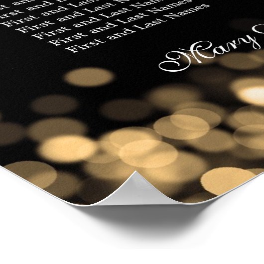 Elegant Wedding Seding Chart Gold Lights Poster (Hoek)