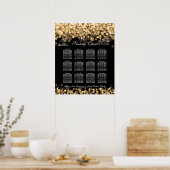 Elegant Wedding Seding Chart Gold Lights Poster (Keuken)