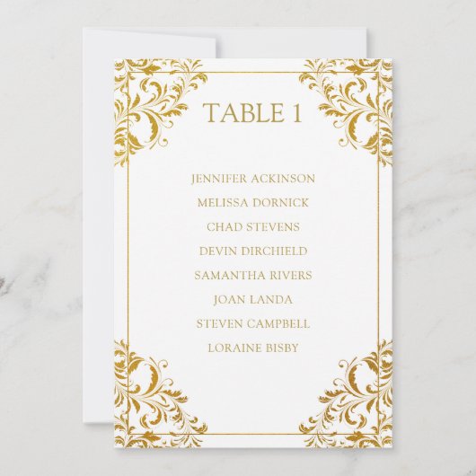 Elegant Wedding Seding Chart List Card| Gold Foil Kaart (Voorkant)