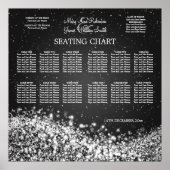 Elegant Wedding Seding Chart Sparging Wave Black Poster (Voorkant)