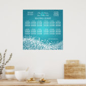Elegant Wedding Seding Chart Sparging Wave Blue Poster (Keuken)