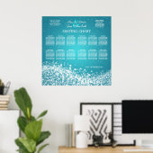 Elegant Wedding Seding Chart Sparging Wave Blue Poster (Thuiskantoor)
