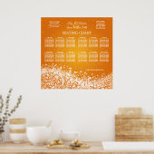 Elegant Wedding Seding Chart Sparging Wave Orang Poster (Keuken)