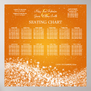 Elegant Wedding Seding Chart Sparging Wave Orang Poster
