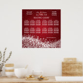 Elegant Wedding Seding Chart Sparging Wave Red Poster (Keuken)