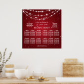 Elegant Wedding Seding Chart Sparking Chain Red Poster (Keuken)