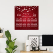 Elegant Wedding Seding Chart Sparking Chain Red Poster (Thuiskantoor)