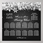 Elegant Wedding Seding Chart Winter Snow Black Poster (Voorkant)