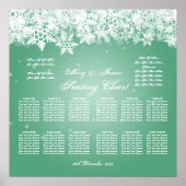 Elegant Wedding Seding Chart Winter Snow Mint Poster (Voorkant)