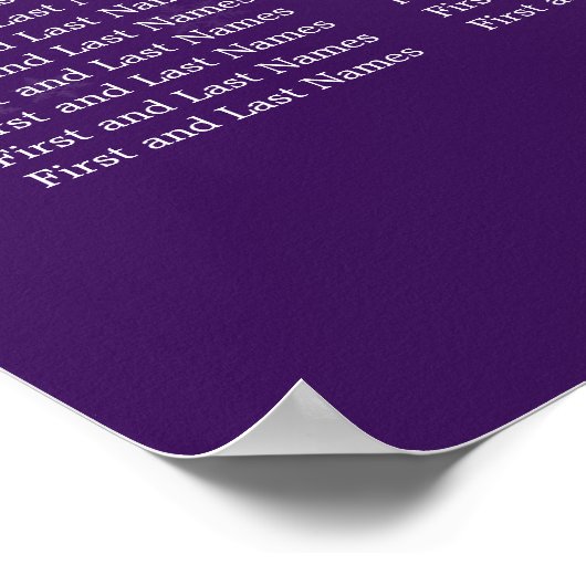 Elegant Wedding Seding Chart Winter Snow Paars Poster (Hoek)