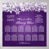Elegant Wedding Seding Chart Winter Snow Paars Poster (Voorkant)