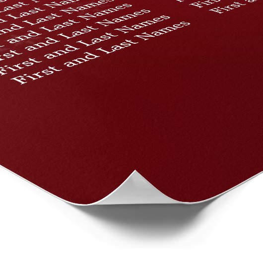 Elegant Wedding Seding Chart Winter Snow Red Poster (Hoek)