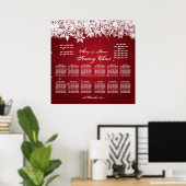 Elegant Wedding Seding Chart Winter Snow Red Poster (Thuiskantoor)