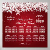Elegant Wedding Seding Chart Winter Snow Red Poster (Voorkant)