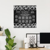 Elegant Wedding Seding Chart Winter Sparkle Black Poster (Thuiskantoor)