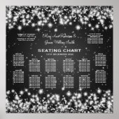 Elegant Wedding Seding Chart Winter Sparkle Black Poster (Voorkant)