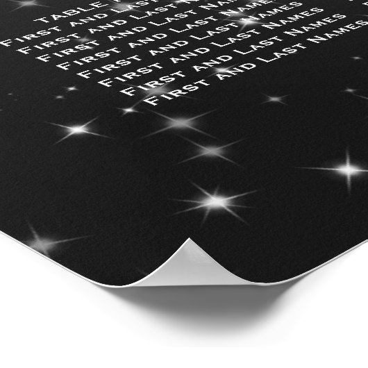 Elegant Wedding Seding Chart Winter Sparkle Black Poster (Hoek)