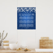 Elegant Wedding Seding Chart Winter Sparkle Blue Poster (Keuken)