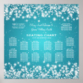 Elegant Wedding Seding Chart Winter Sparkle Blue Poster (Voorkant)
