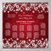 Elegant Wedding Seding Chart Winter Sparkle Red Poster (Voorkant)