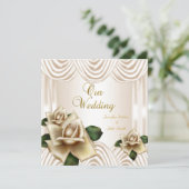 Elegant Wedding Sepia Cream Beige Rozen Kaart (Staand voorkant)