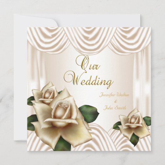 Elegant Wedding Sepia Cream Beige Rozen Kaart (Voorkant)