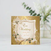 Elegant Wedding Sepia Cream Gold Rozen Kaart (Staand voorkant)