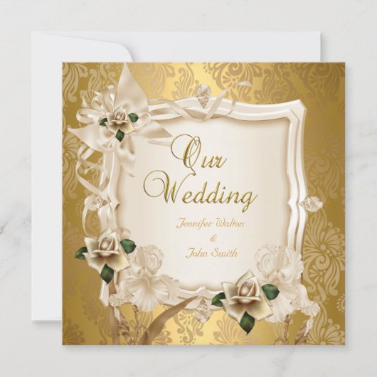 Elegant Wedding Sepia Cream Gold Rozen Kaart (Voorkant)