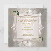 Elegant Wedding Sepia White Roses Silver Kaart (Achterkant)
