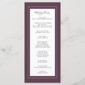 Elegant Wedding Service Ceremony Luxury Paars Programmakaart (Achterkant)