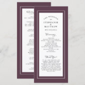 Elegant Wedding Service Ceremony Luxury Paars Programmakaart (Voorkant / Achterkant)
