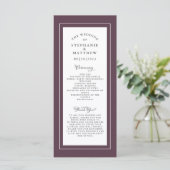 Elegant Wedding Service Ceremony Luxury Paars Programmakaart (Staand voorkant)