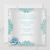 Elegant Wedding sets Blauwgroen blauwe Rozen Kaart (Achterkant)