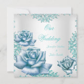 Elegant Wedding sets Blauwgroen blauwe Rozen Kaart (Voorkant)