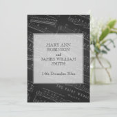 Elegant Wedding Sheet Music Black Kaart (Staand voorkant)