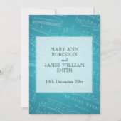 Elegant Wedding Sheet Music Blue Kaart (Voorkant)