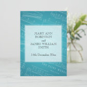 Elegant Wedding Sheet Music Blue Kaart (Staand voorkant)