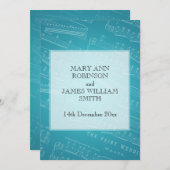 Elegant Wedding Sheet Music Blue Kaart (Voorkant / Achterkant)